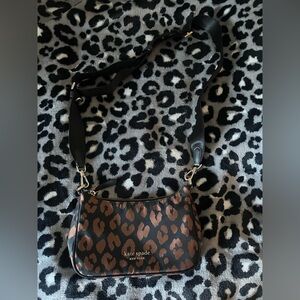 Kate Spade Black and Brown Animal Print Crossbody Bag